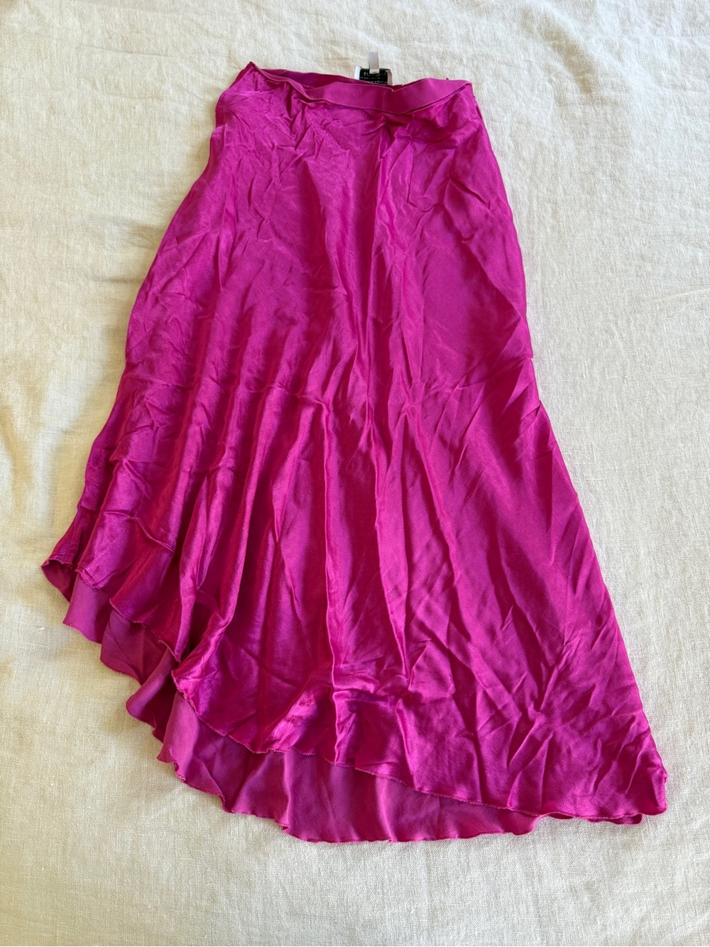 & Other Stories Fuchsia Asymmetrical Satin Skirt